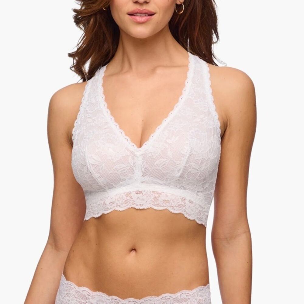 Cosabella Never Say Never Extended Racie Racerback Bralette White Lace 1X NWT